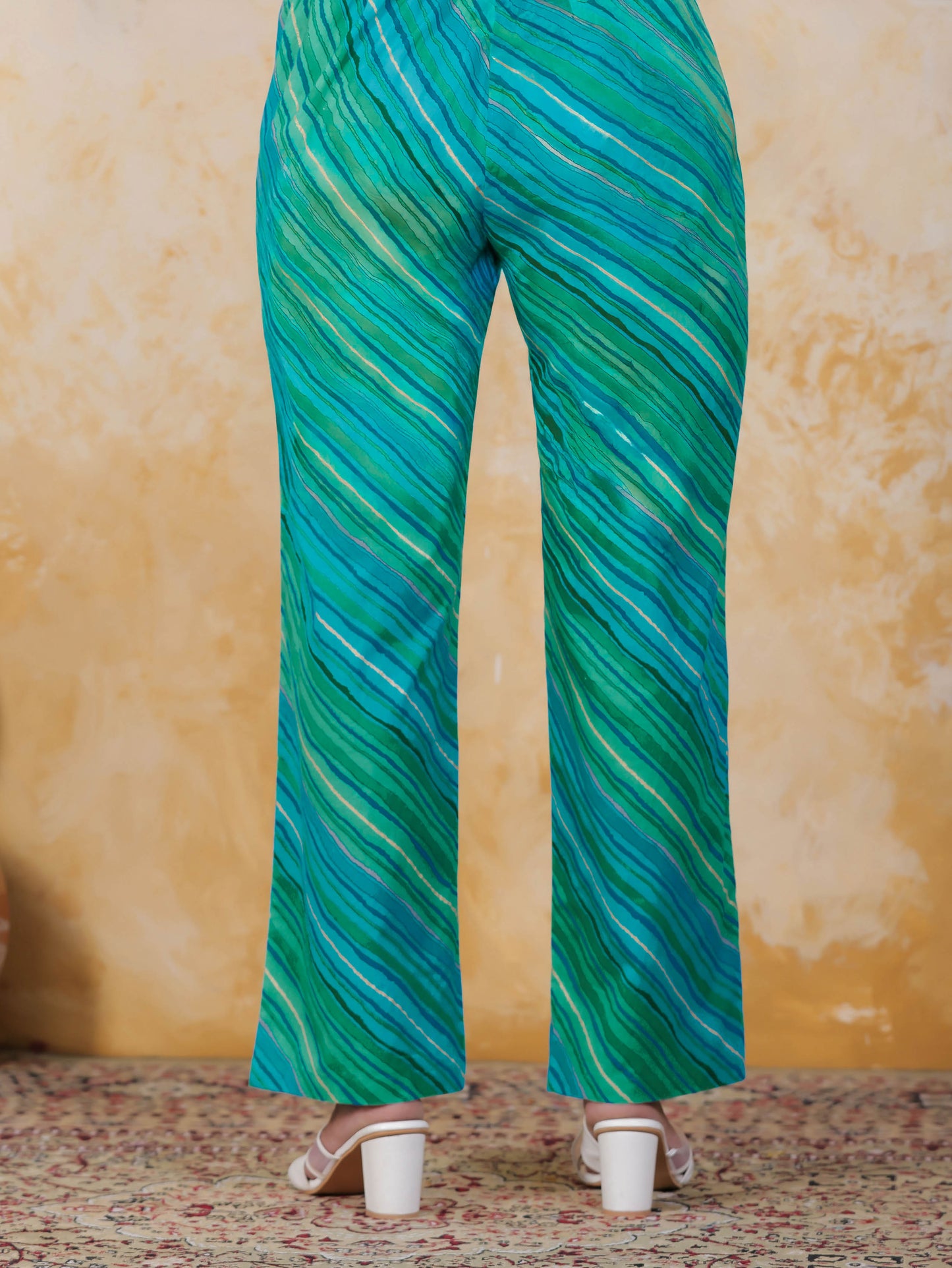 Soft Cotton Leheriya Blue Straight Trousers