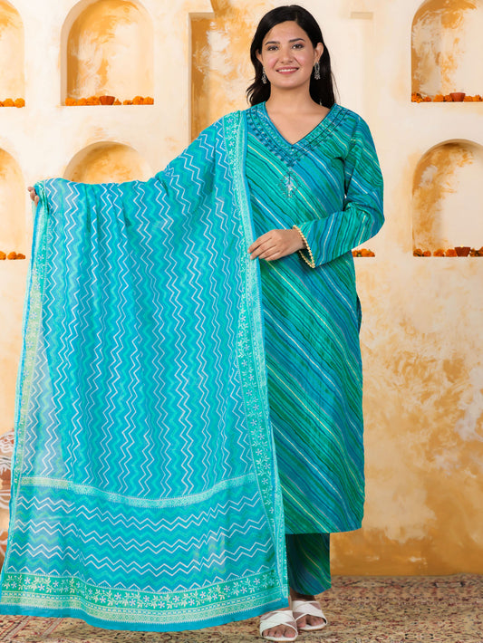Cotton Voile Striped Blue Dupatta