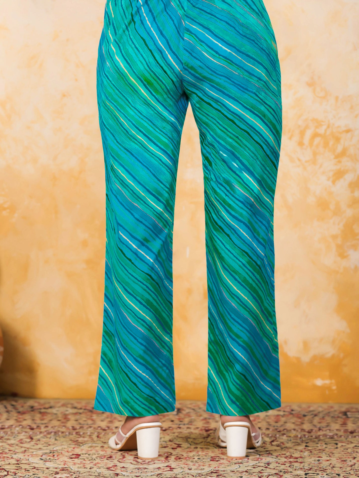 Embroidered Soft Cotton Leheriya Straight Blue Kurta