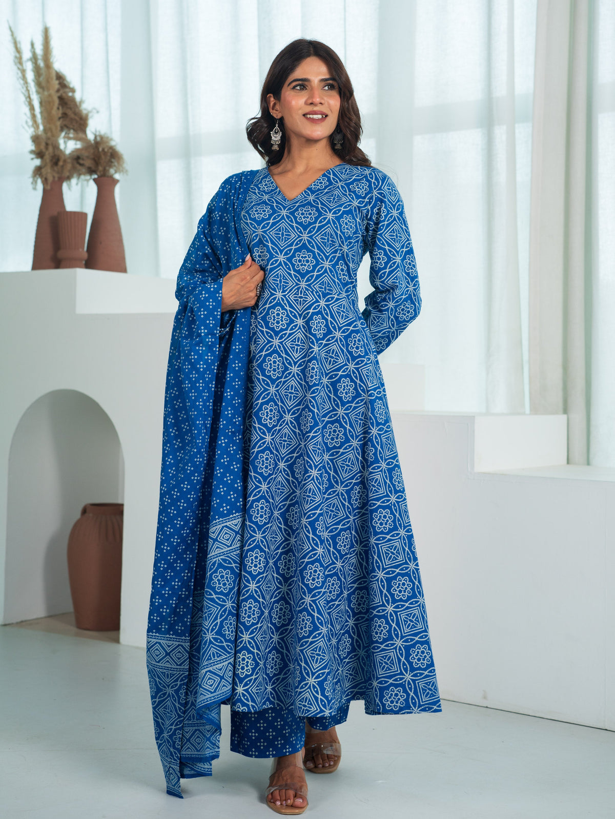 Cotton Voile Bandhani Blue Dupatta