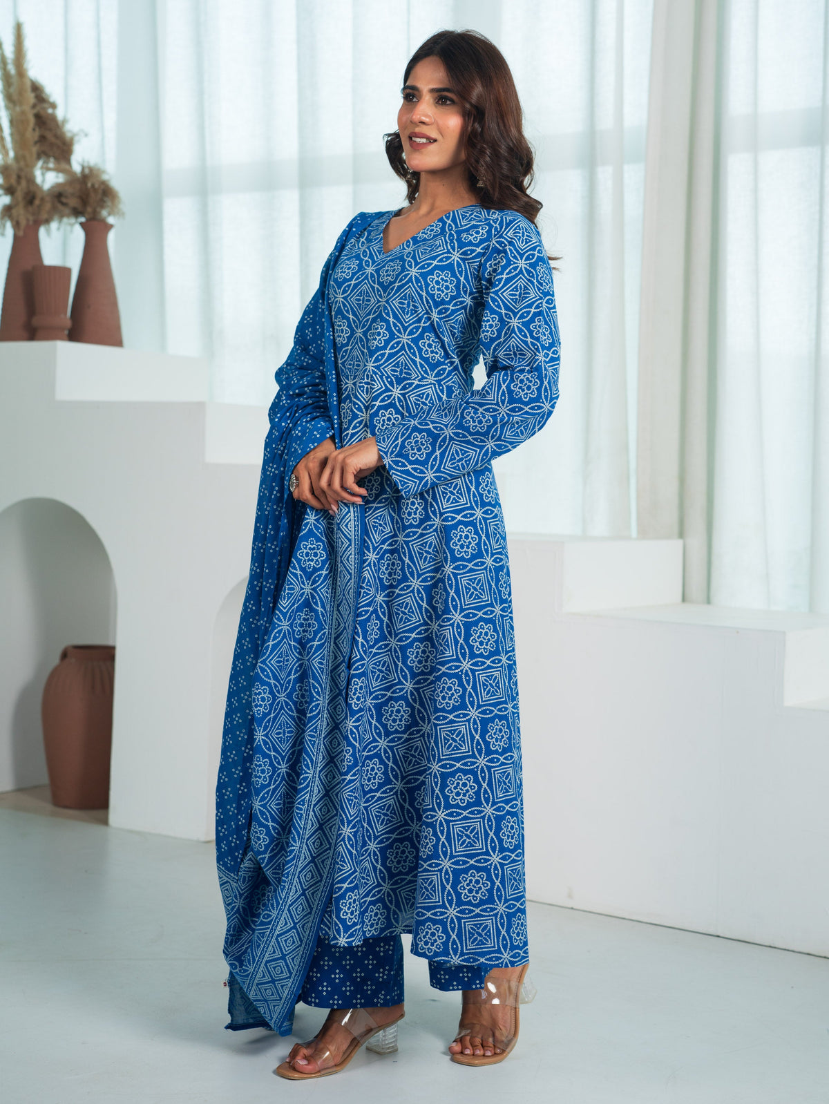 Cotton Voile Bandhani Blue Dupatta