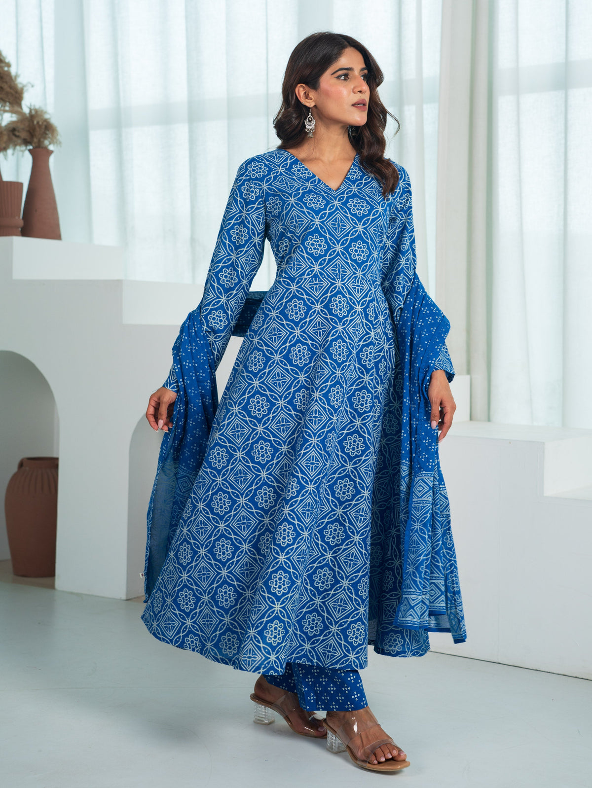 Cotton Voile Bandhani Blue Dupatta