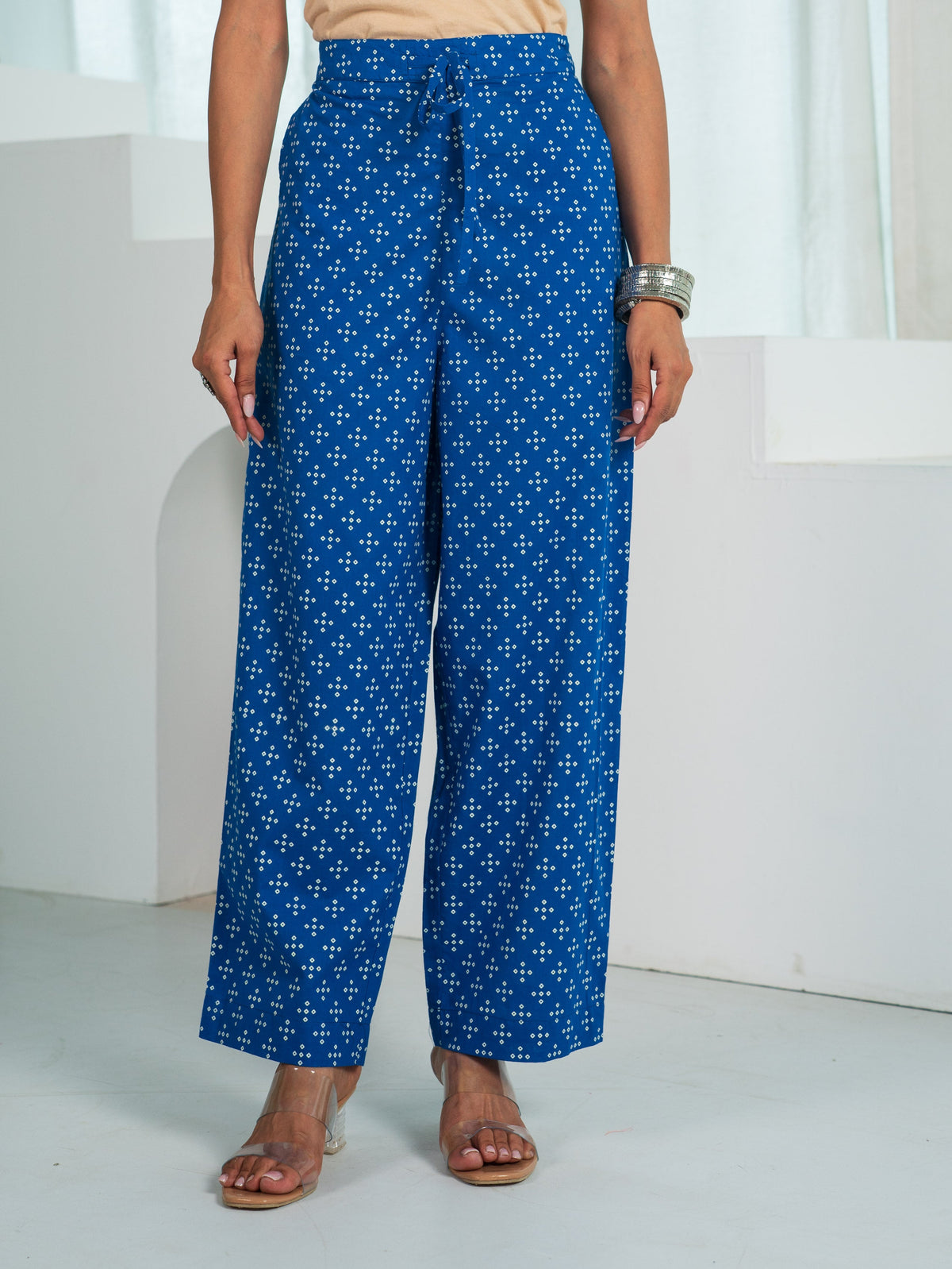 Soft Cotton Bandhani Flared Blue Kurta