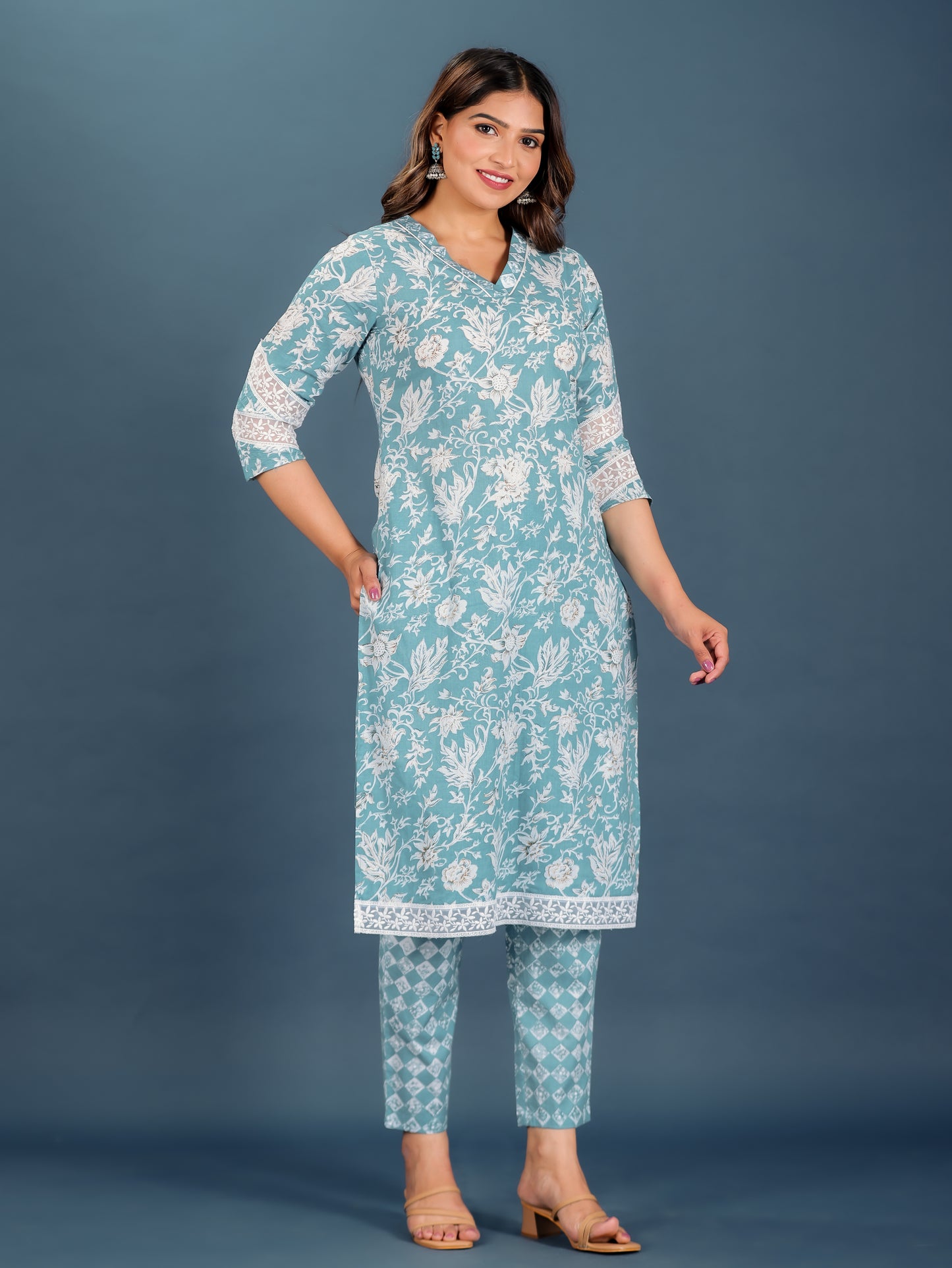 Soft Cotton Floral Kurta