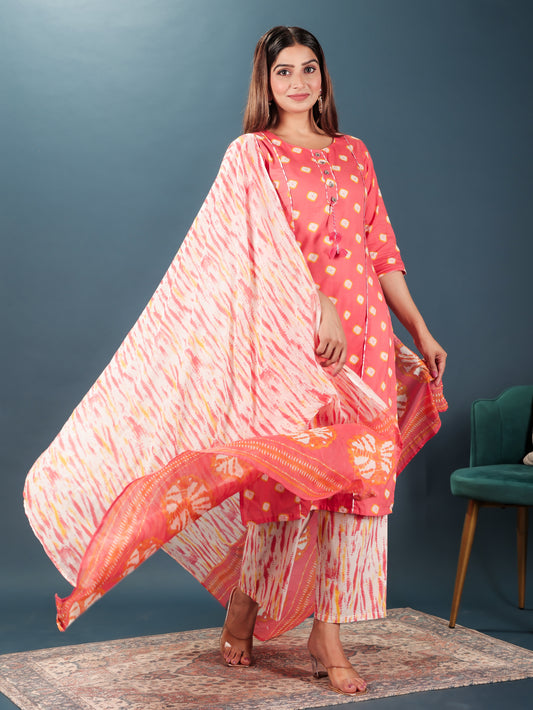 Voile Cotton Tie-Dye Orange Dupatta