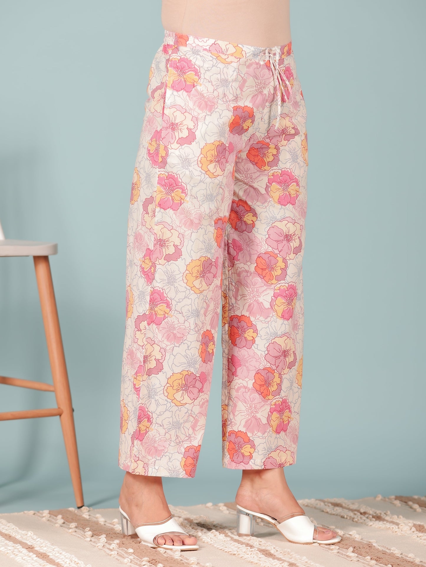 Soft Cotton Floral Pink Palazzo