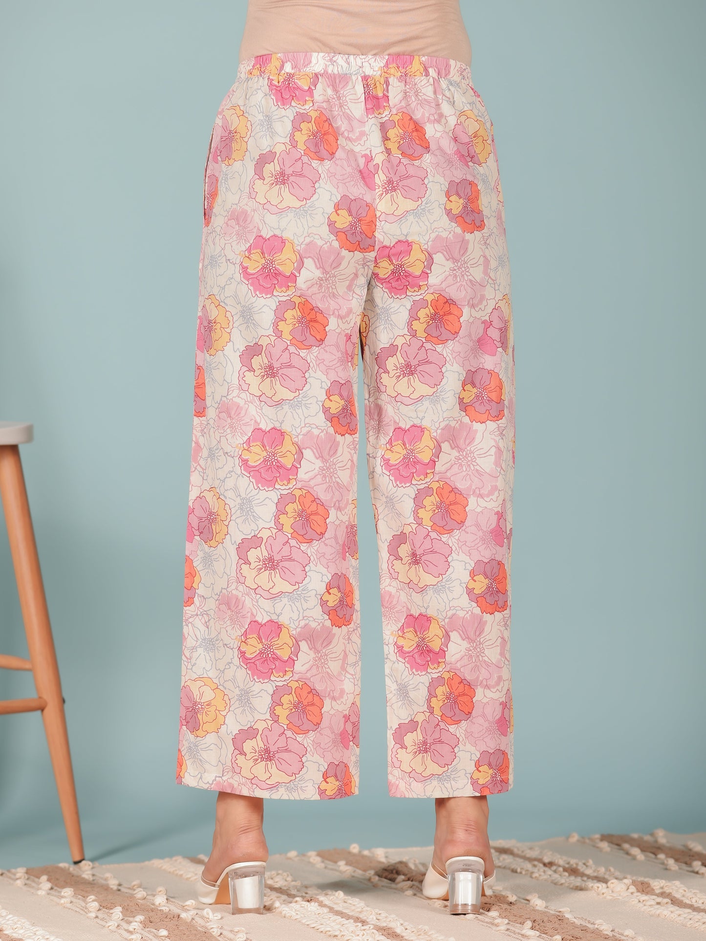 Soft Cotton Floral Pink Palazzo