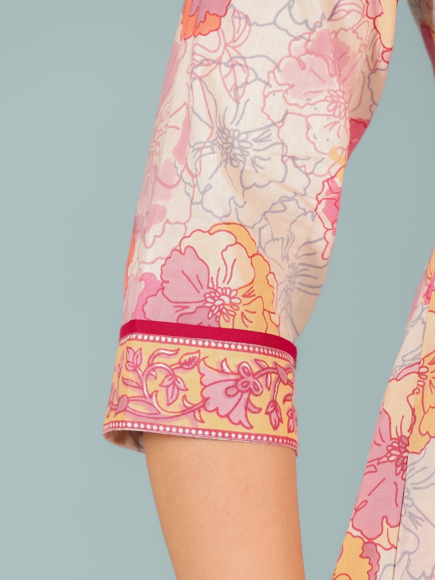 Soft Cotton Floral Anarkali Pink Kurta