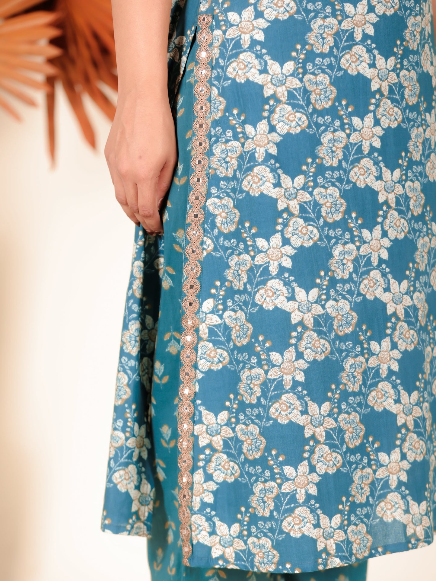 Soft Cotton Floral A-line Green Kurta