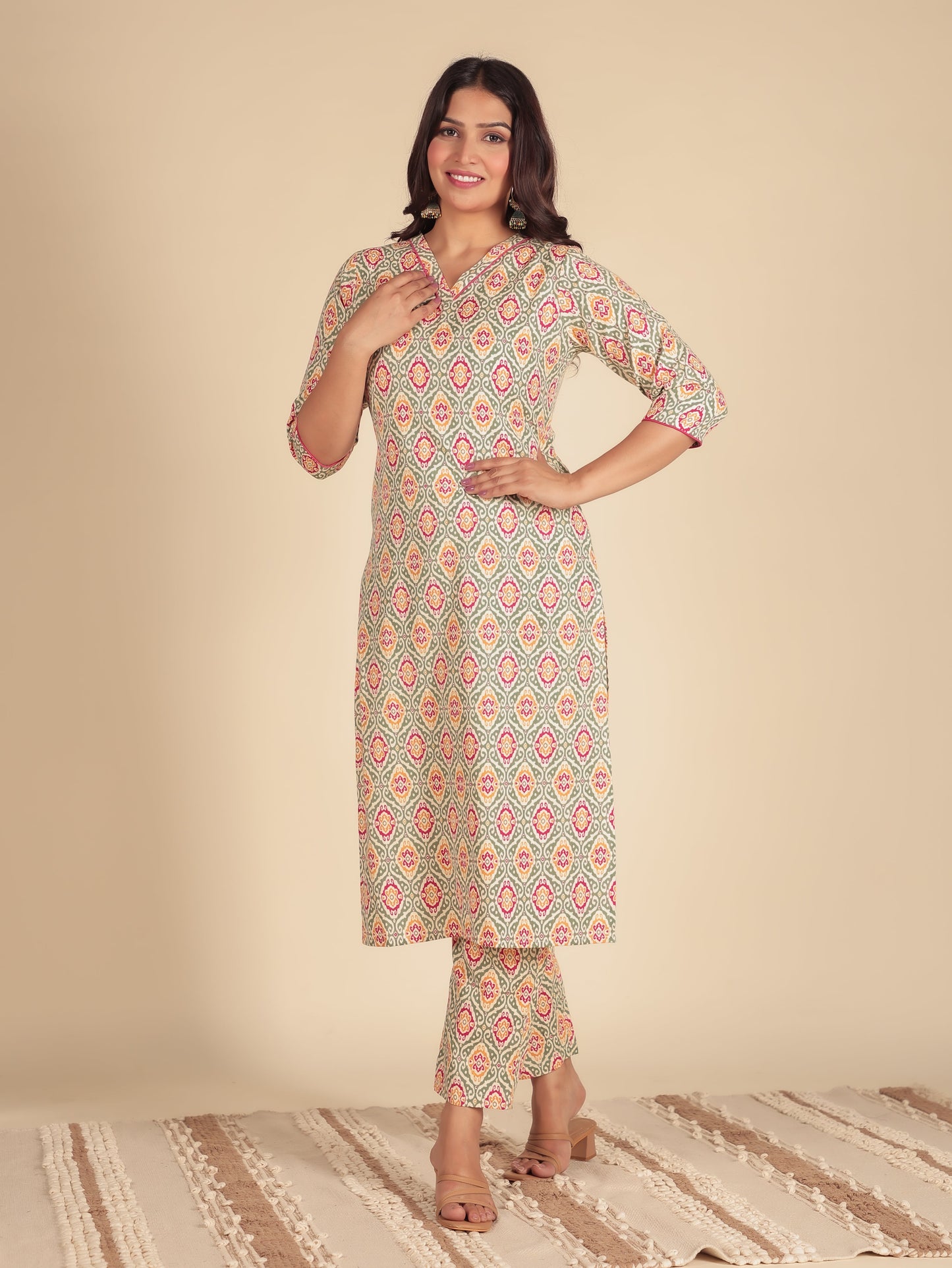 Linen Cotton Ikat Kurta