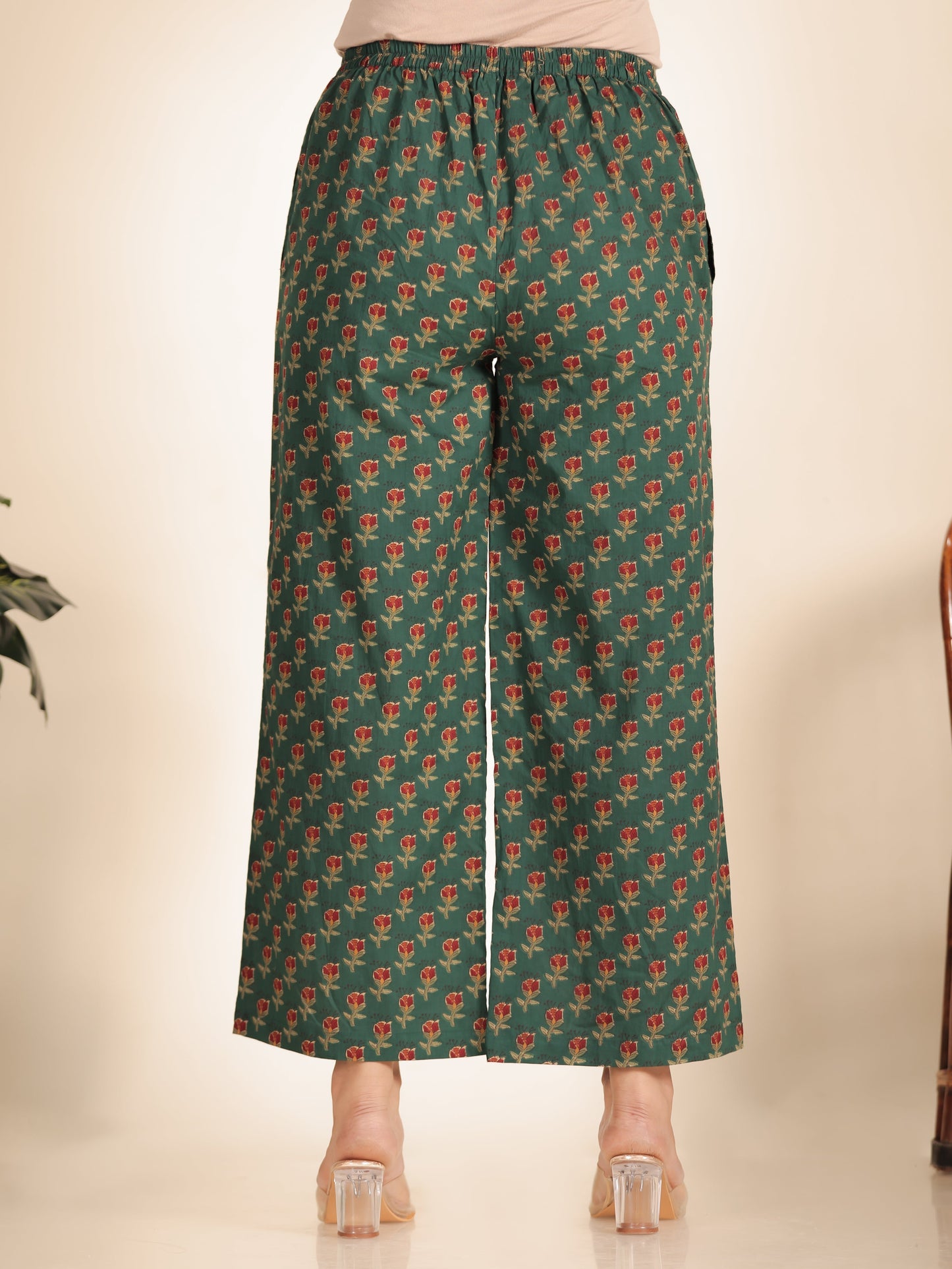 Soft Cotton Floral Green Palazzo