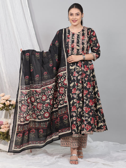 Voile Cotton Striped Black Dupatta