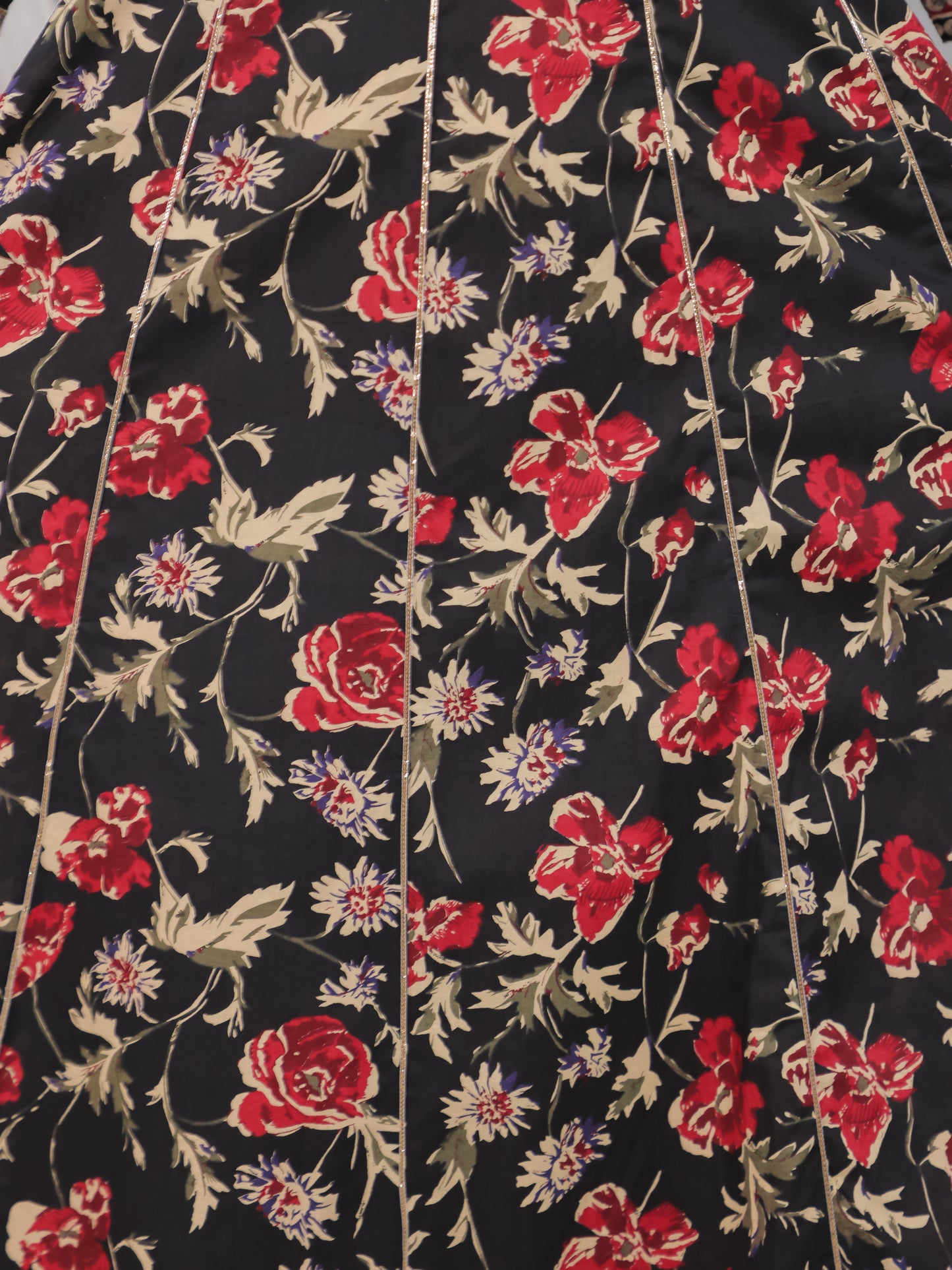 Soft Cotton Floral Anarkali Black Kurta