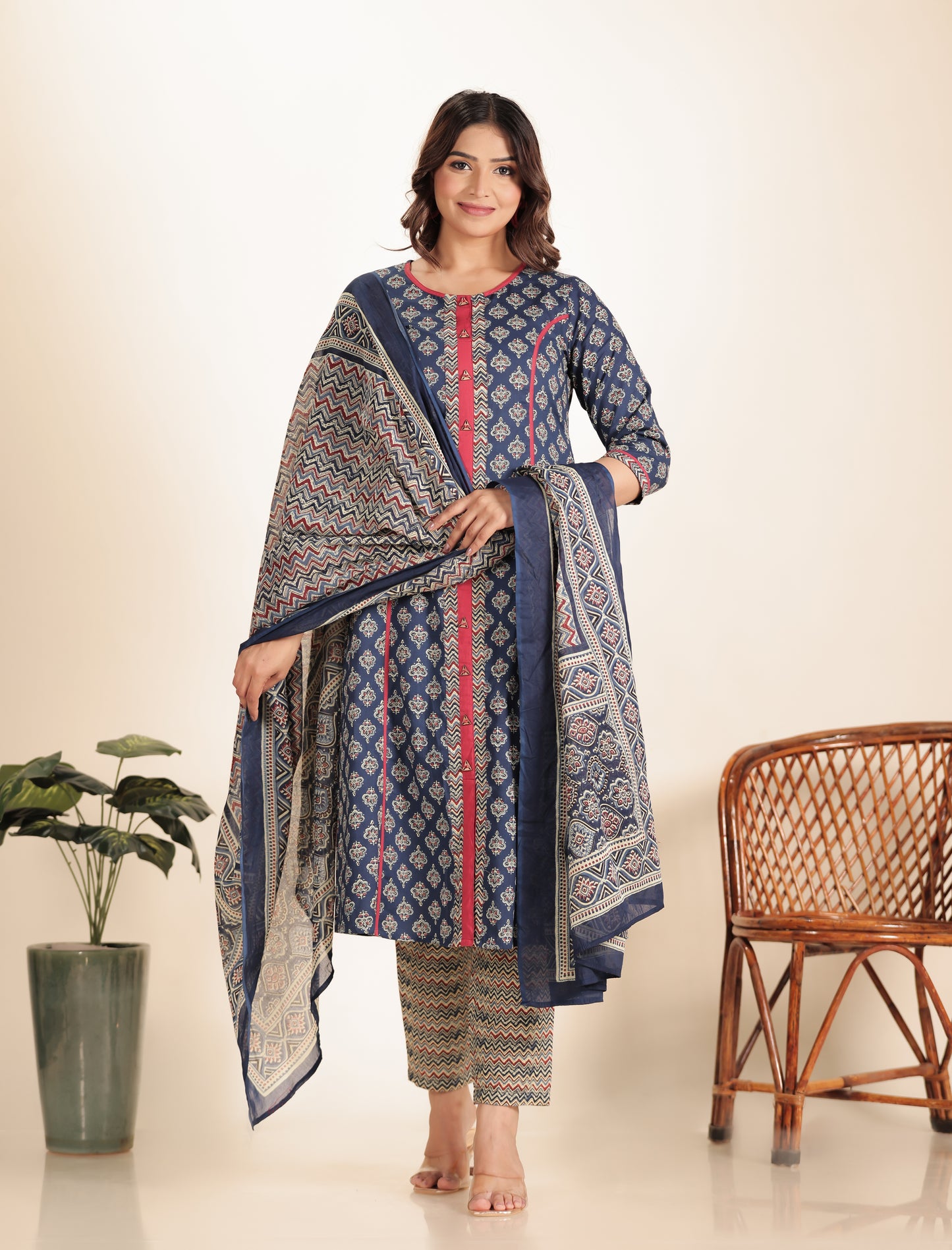 Soft Cotton Geometric Kurta