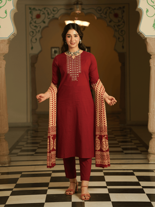 Cotton Voile Geometric Beige Dupatta