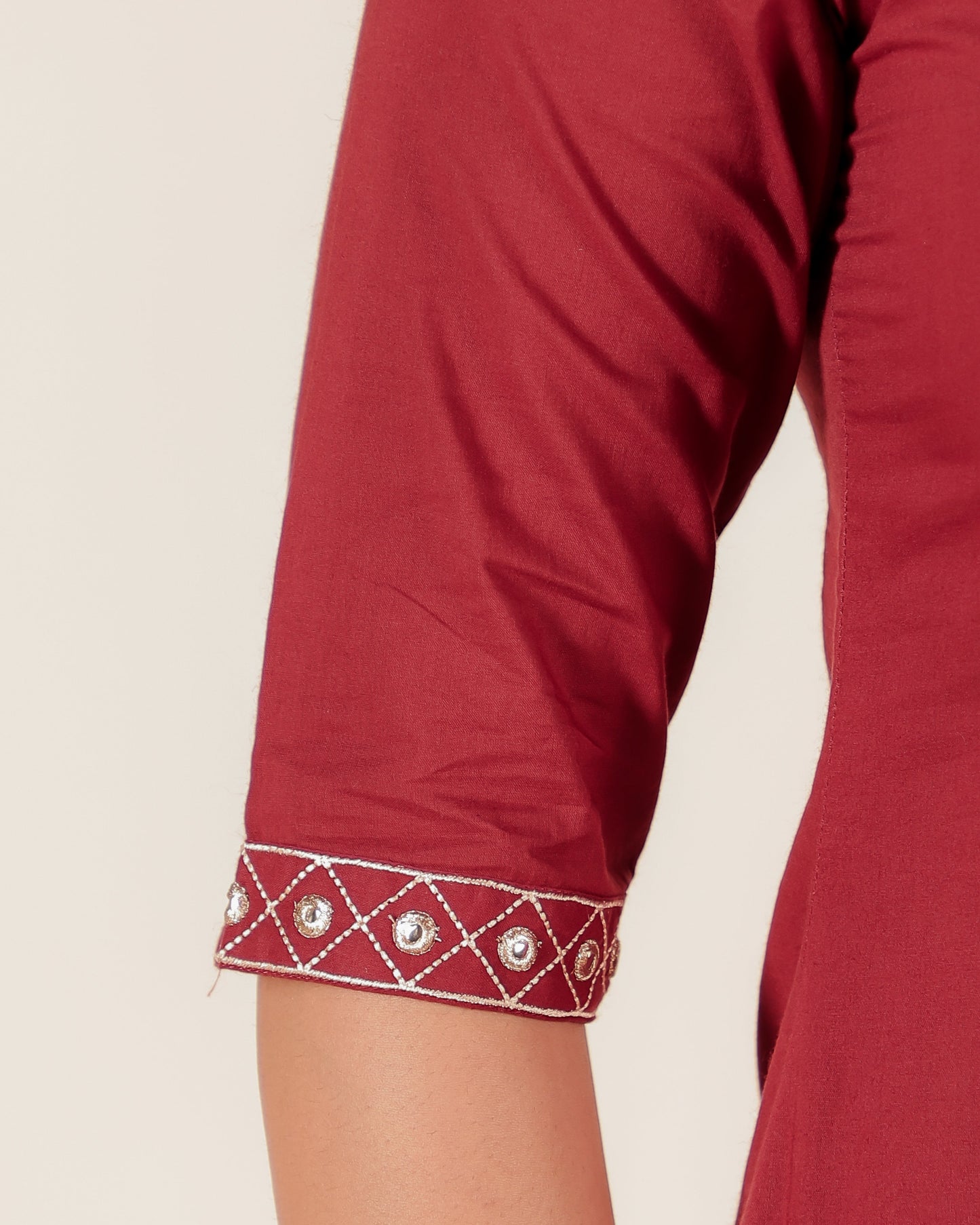 Soft Cotton Solid A-line Maroon Kurta