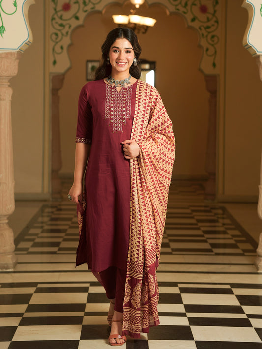 Cotton Voile Geometric Beige Dupatta