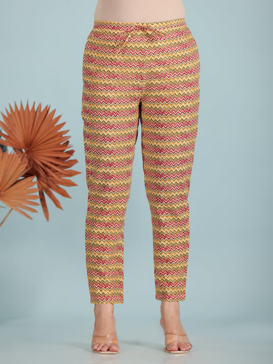 Soft Cotton Red Tapered Trousers