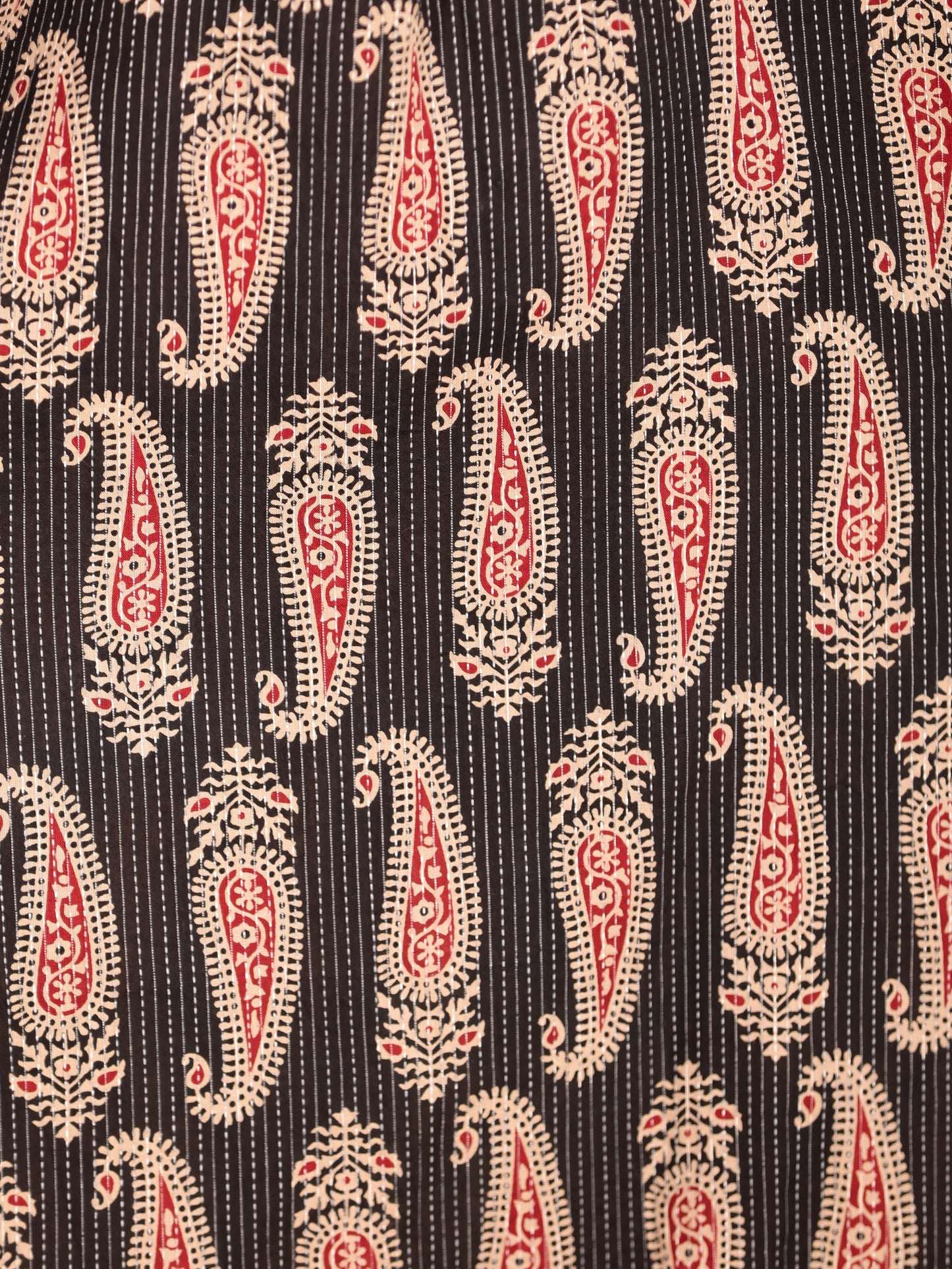 Embroidered Kantha Cotton Paisley Straight Black Kurti