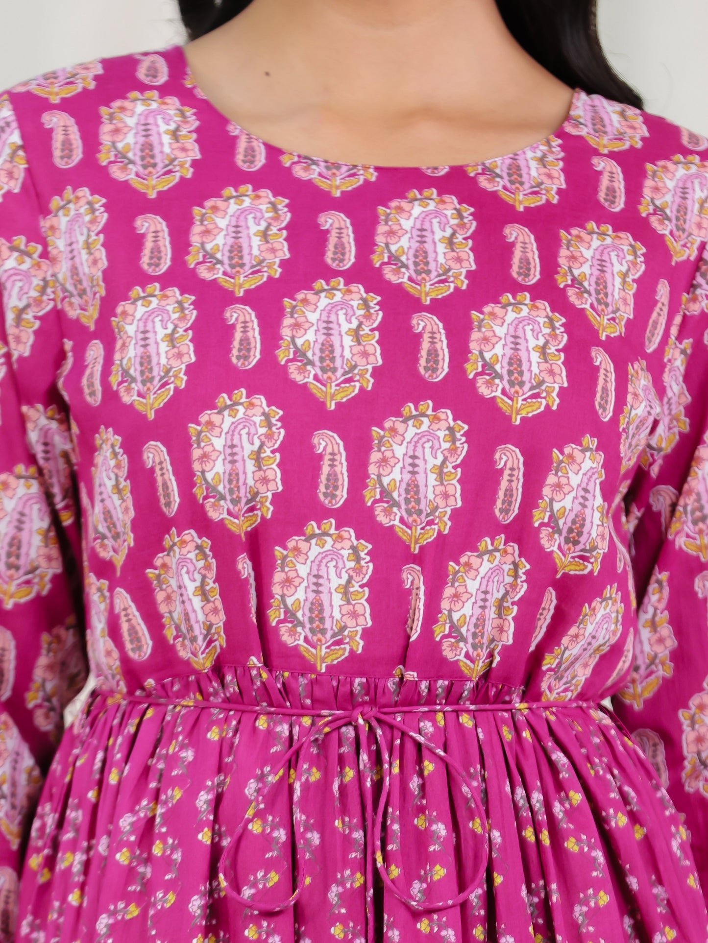 Soft Cotton Floral Anarkali Purple Dress