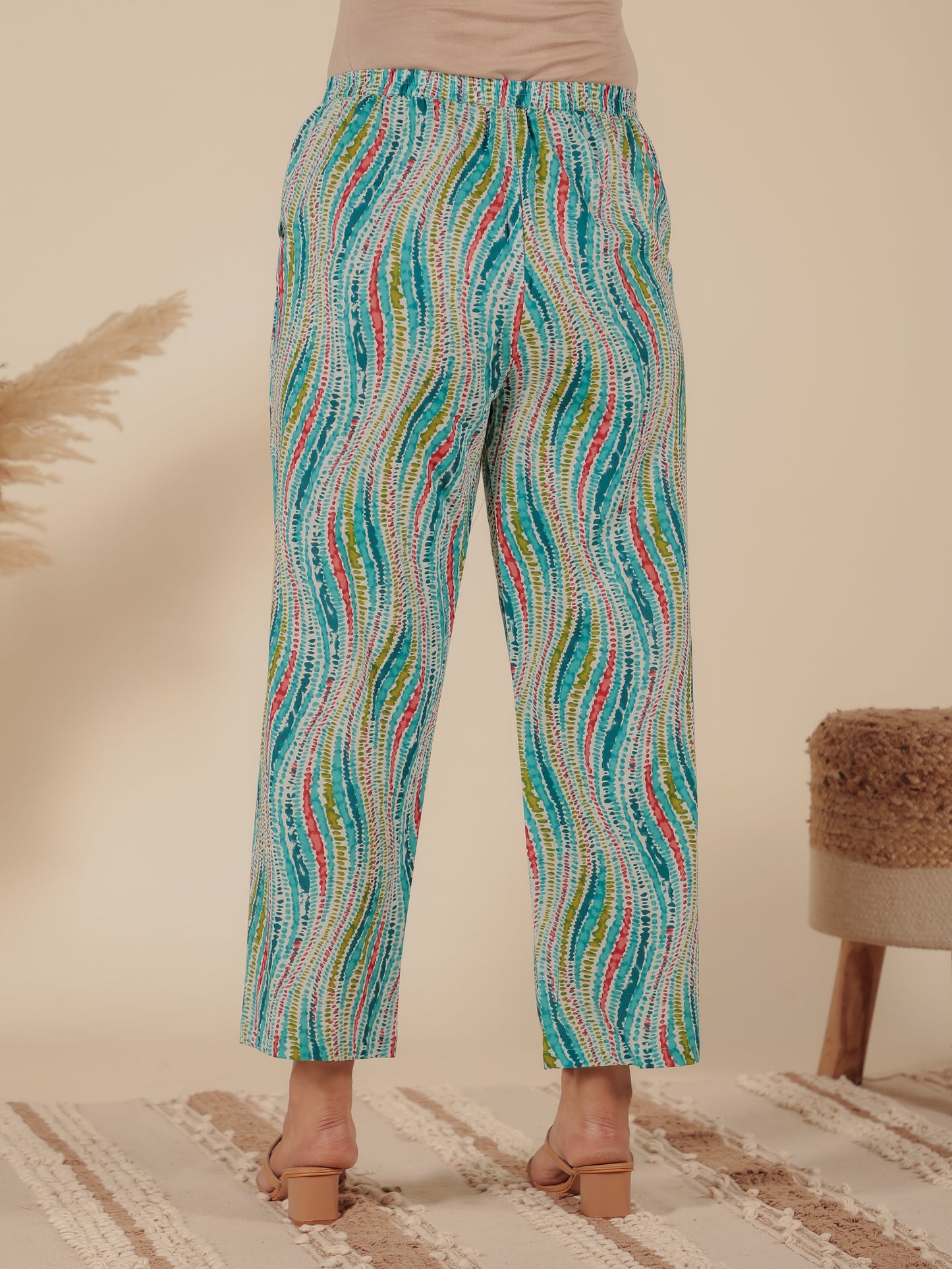 Soft Cotton Abstract A-line Green Kurta