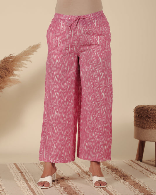 Soft Cotton Chevron Pink Palazzo