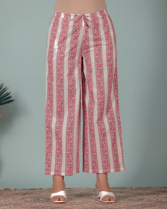 Soft Cotton Striped Red Palazzo