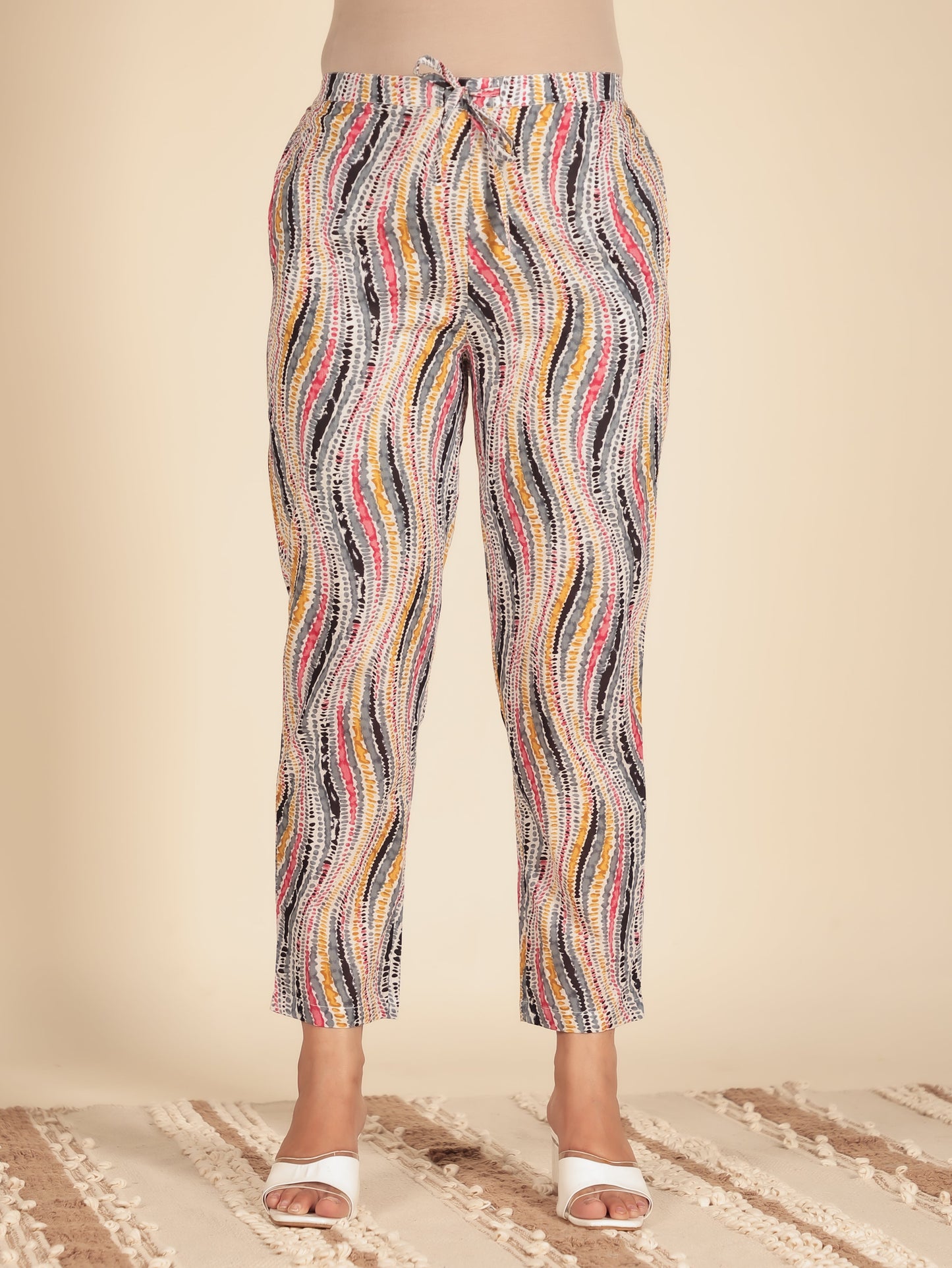 Soft Cotton Tribal Black Tapered Trousers