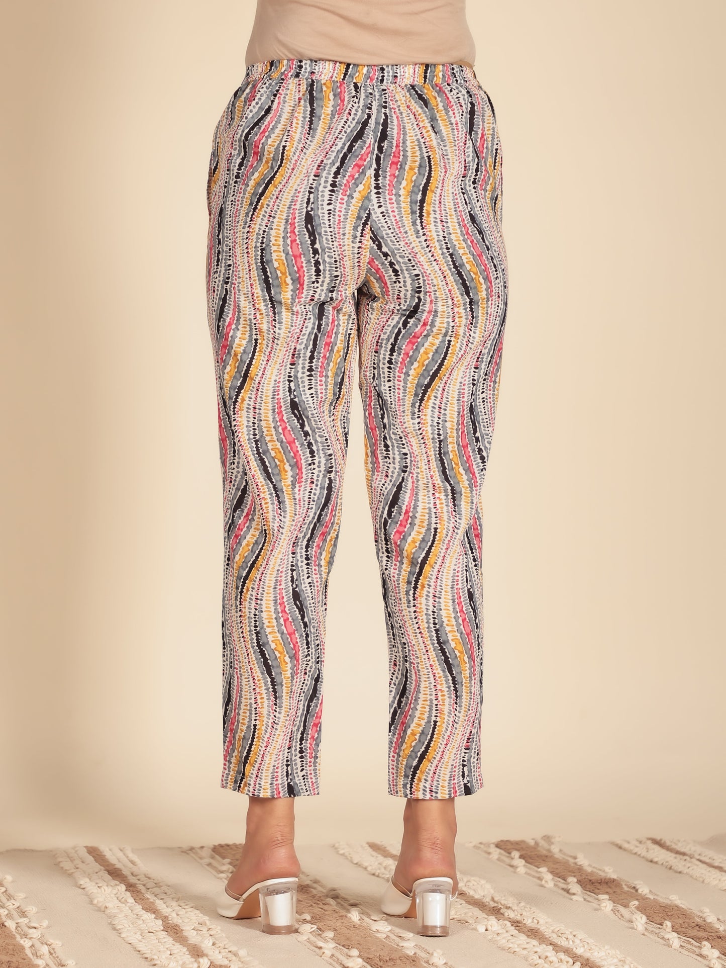 Soft Cotton Tribal Black Tapered Trousers