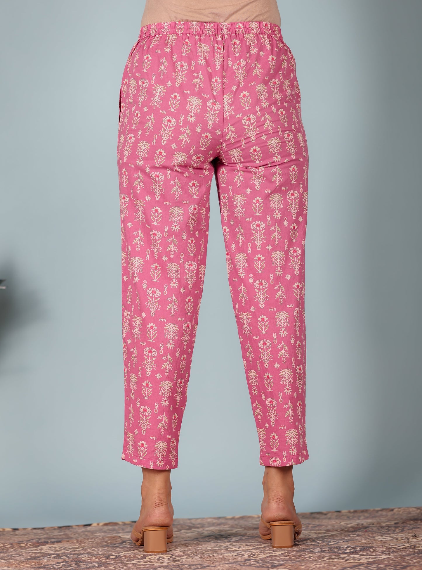 Soft Cotton Floral Straight Pink Kurta