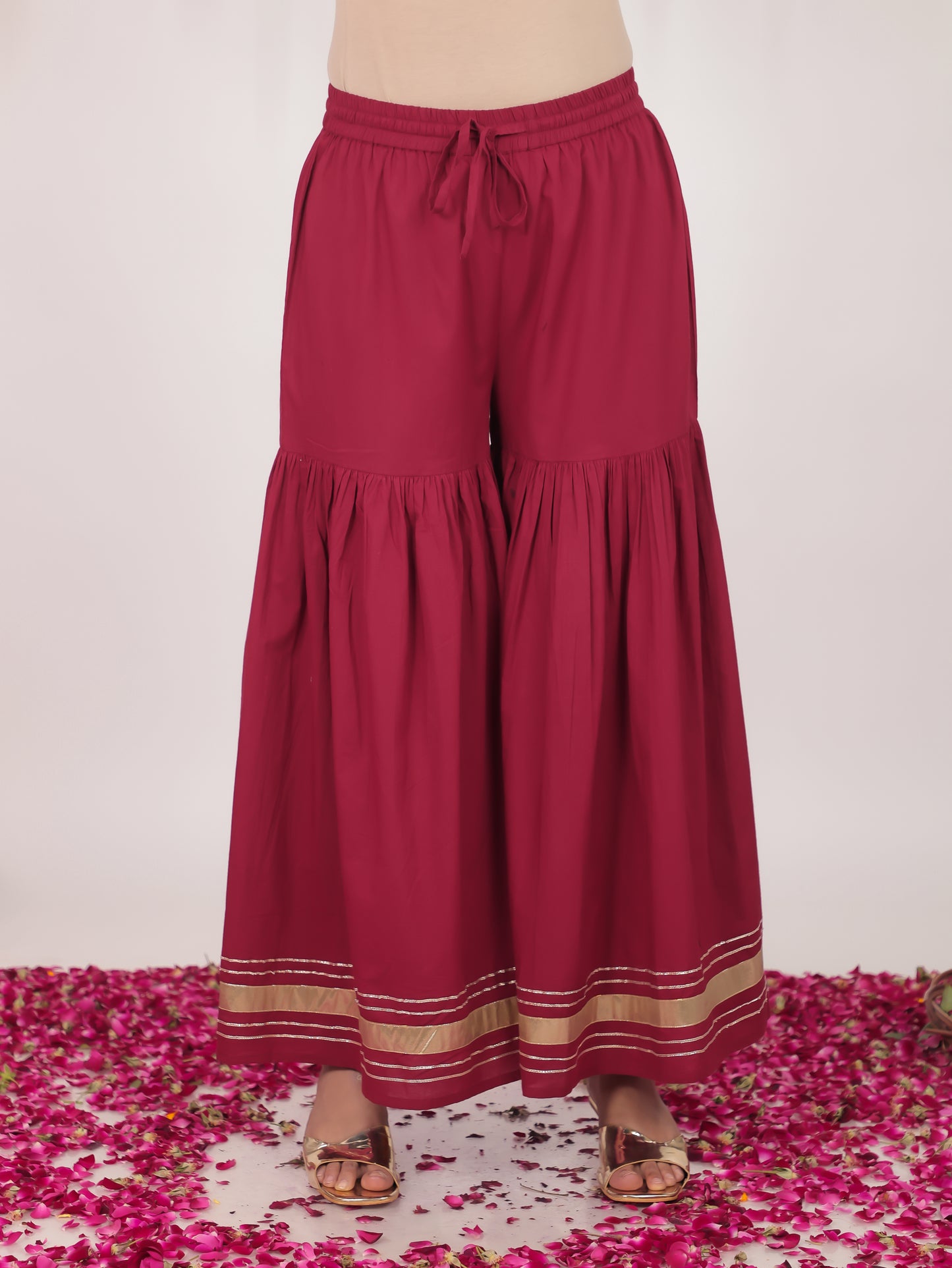 Soft Cotton Solid Maroon Tapered Trousers