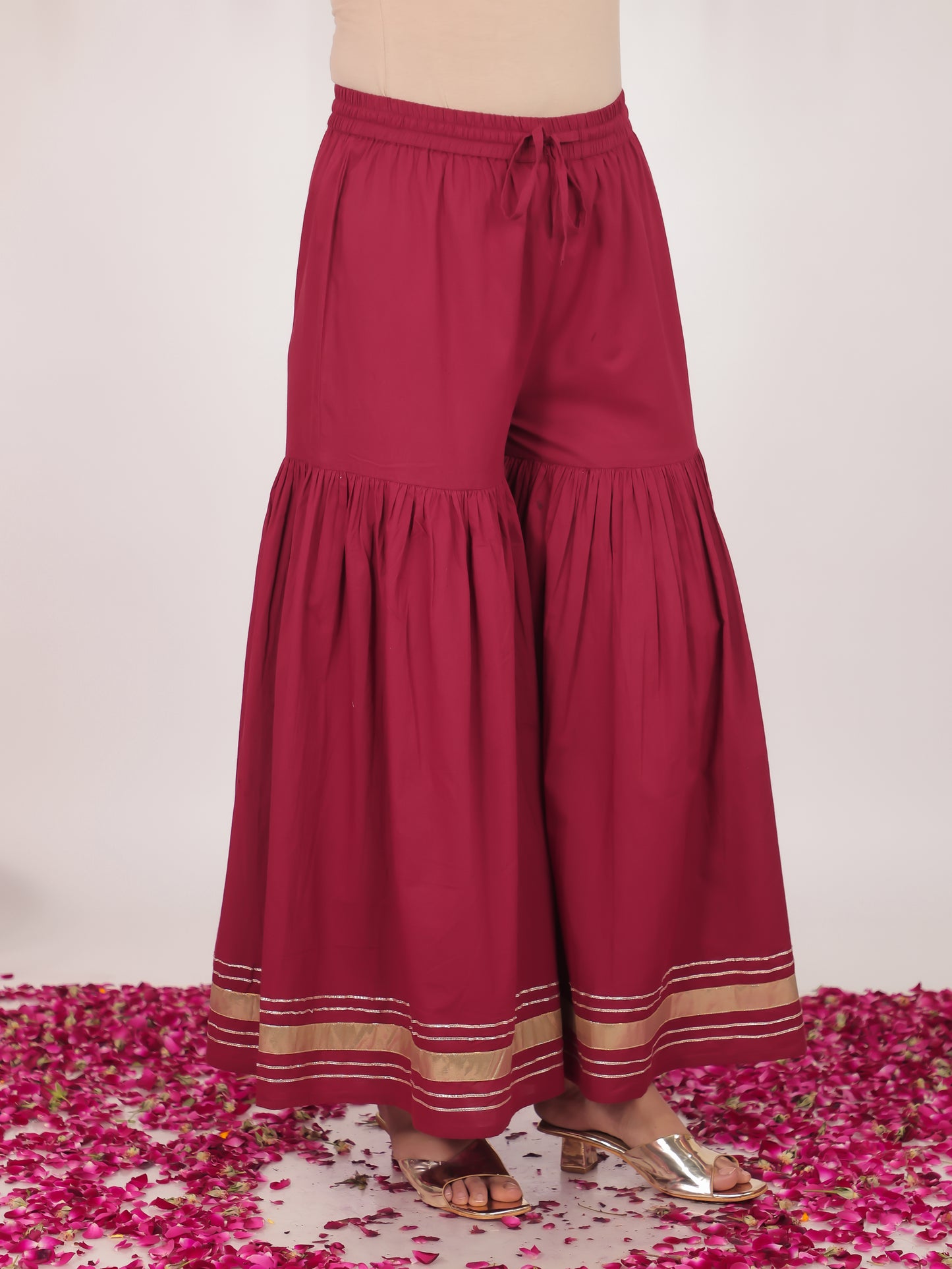 Soft Cotton Solid Maroon Tapered Trousers