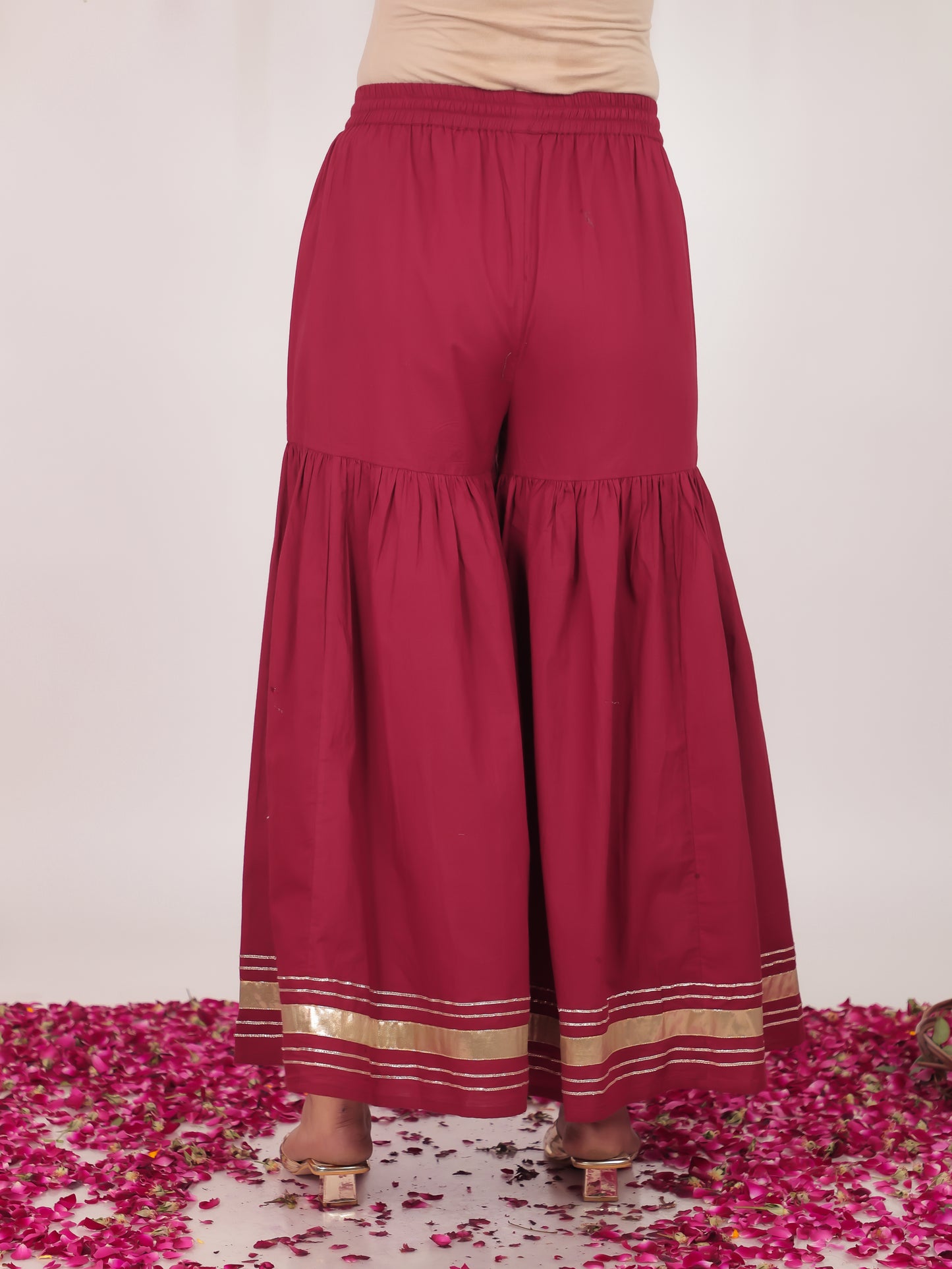 Soft Cotton Solid Maroon Tapered Trousers
