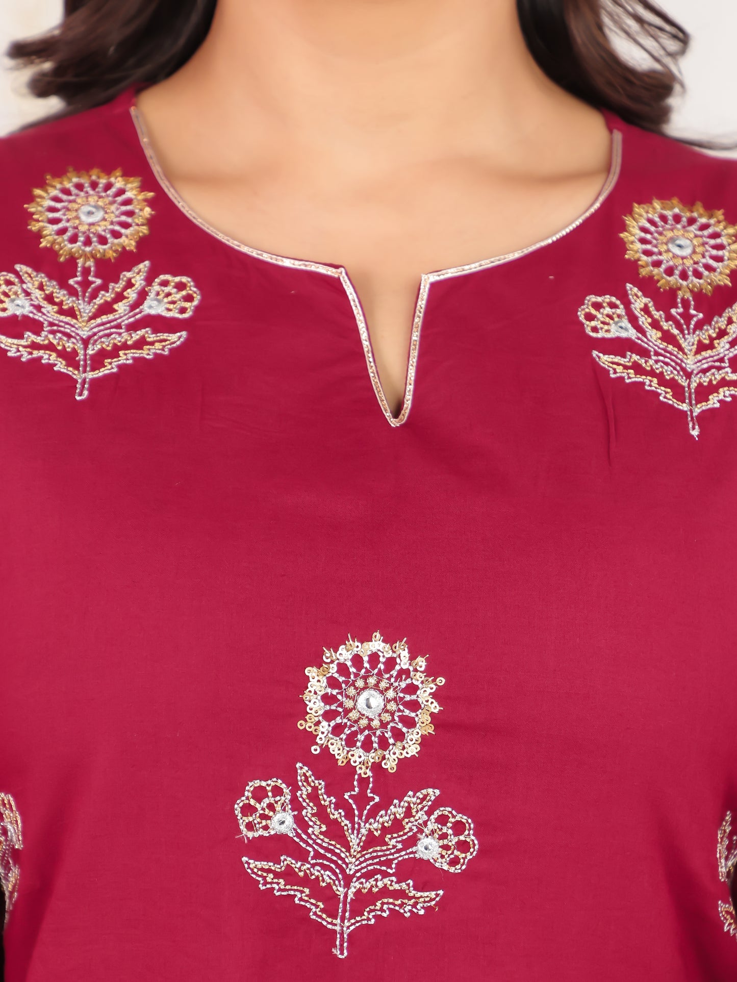 Soft Cotton Solid A-line Maroon Kurta