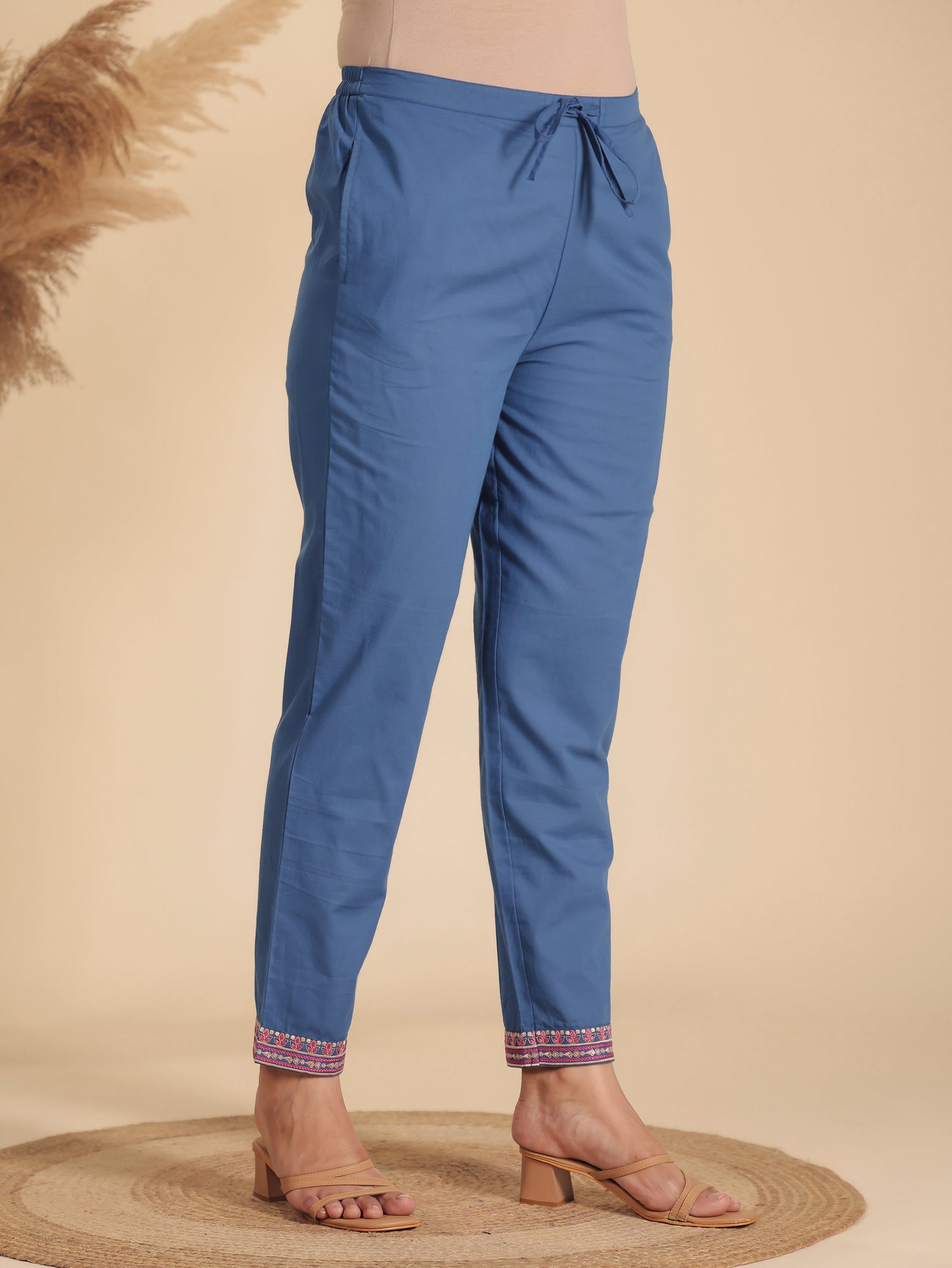Soft Cotton Solid Straight Blue Kurta