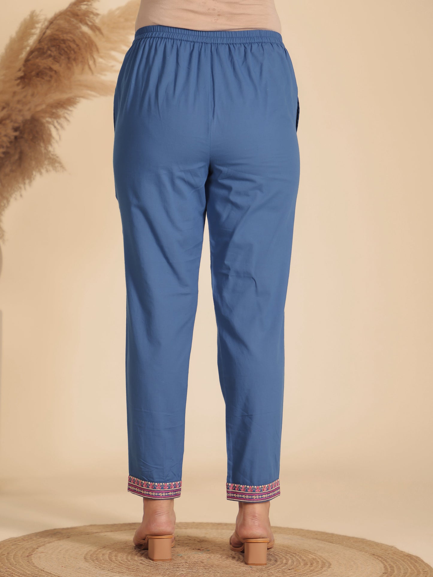 Soft Cotton Solid Straight Blue Kurta