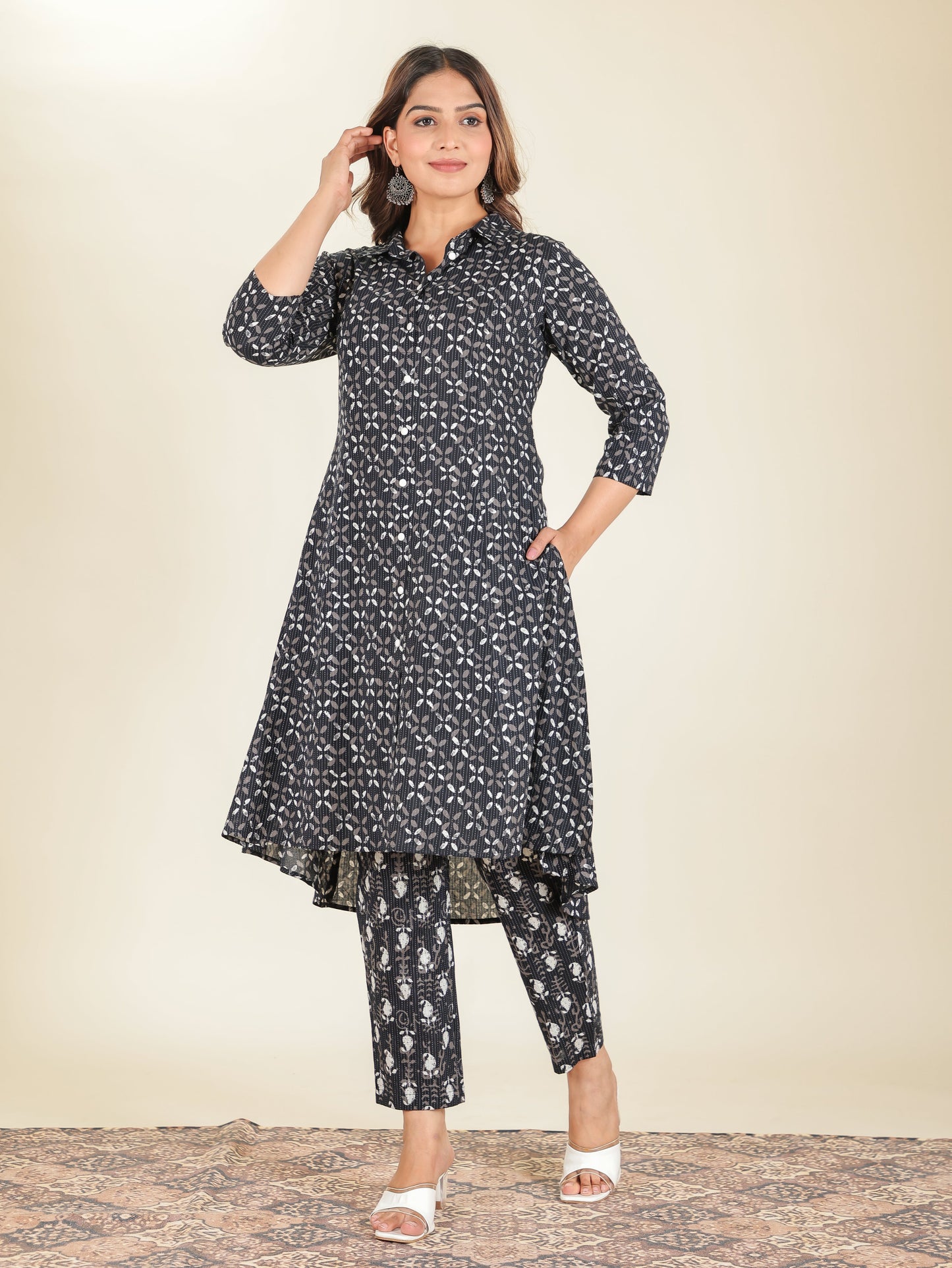 Kantha Cotton Floral Kurta