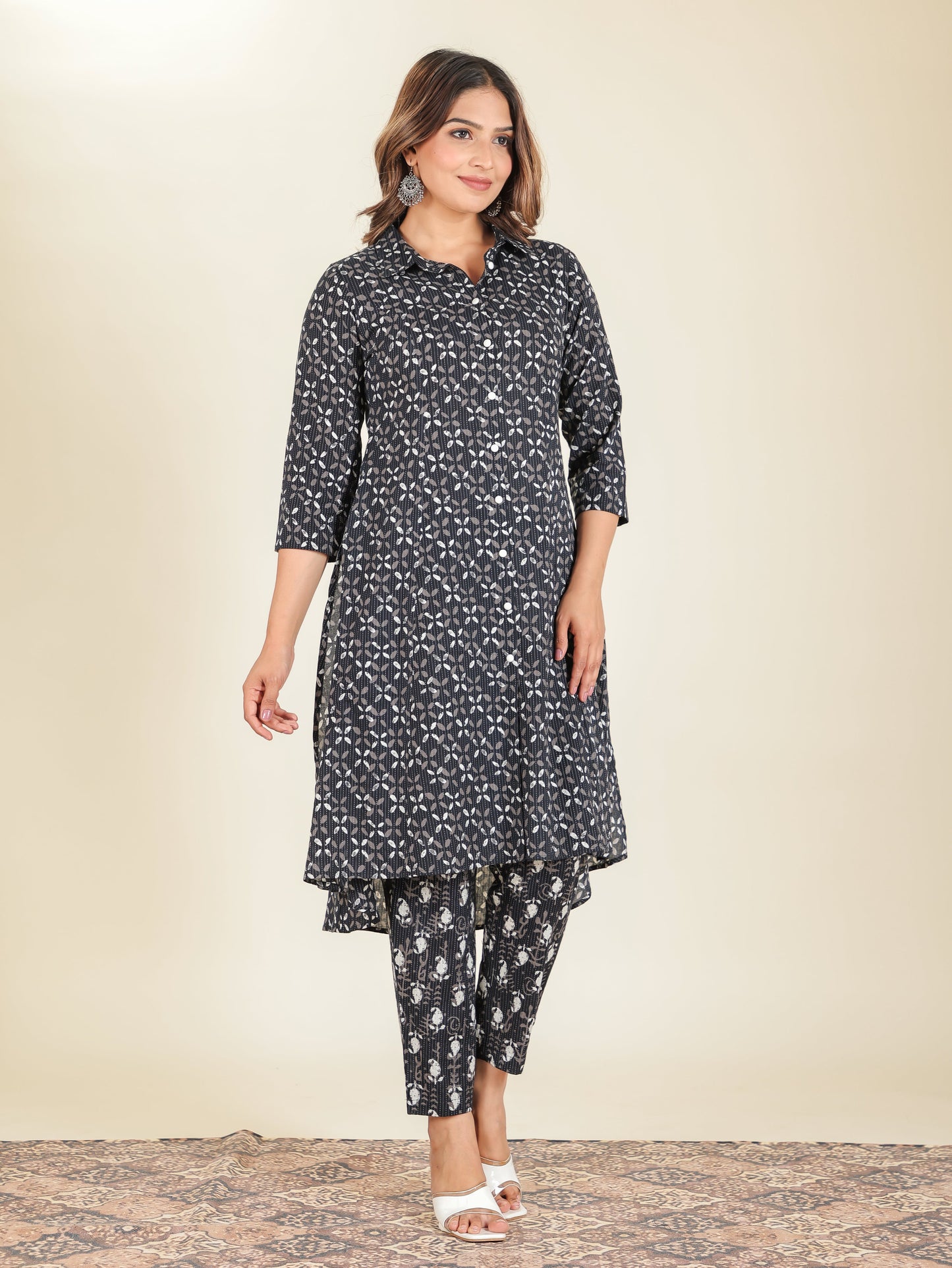 Kantha Cotton Floral Kurta