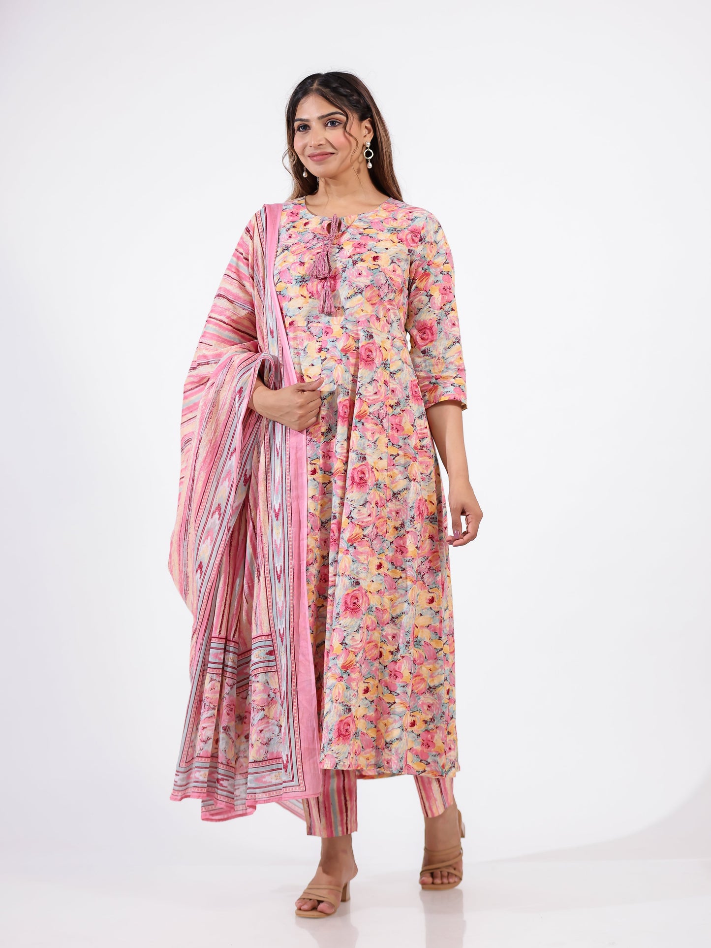 Voile Cotton Striped Multicolor Dupatta