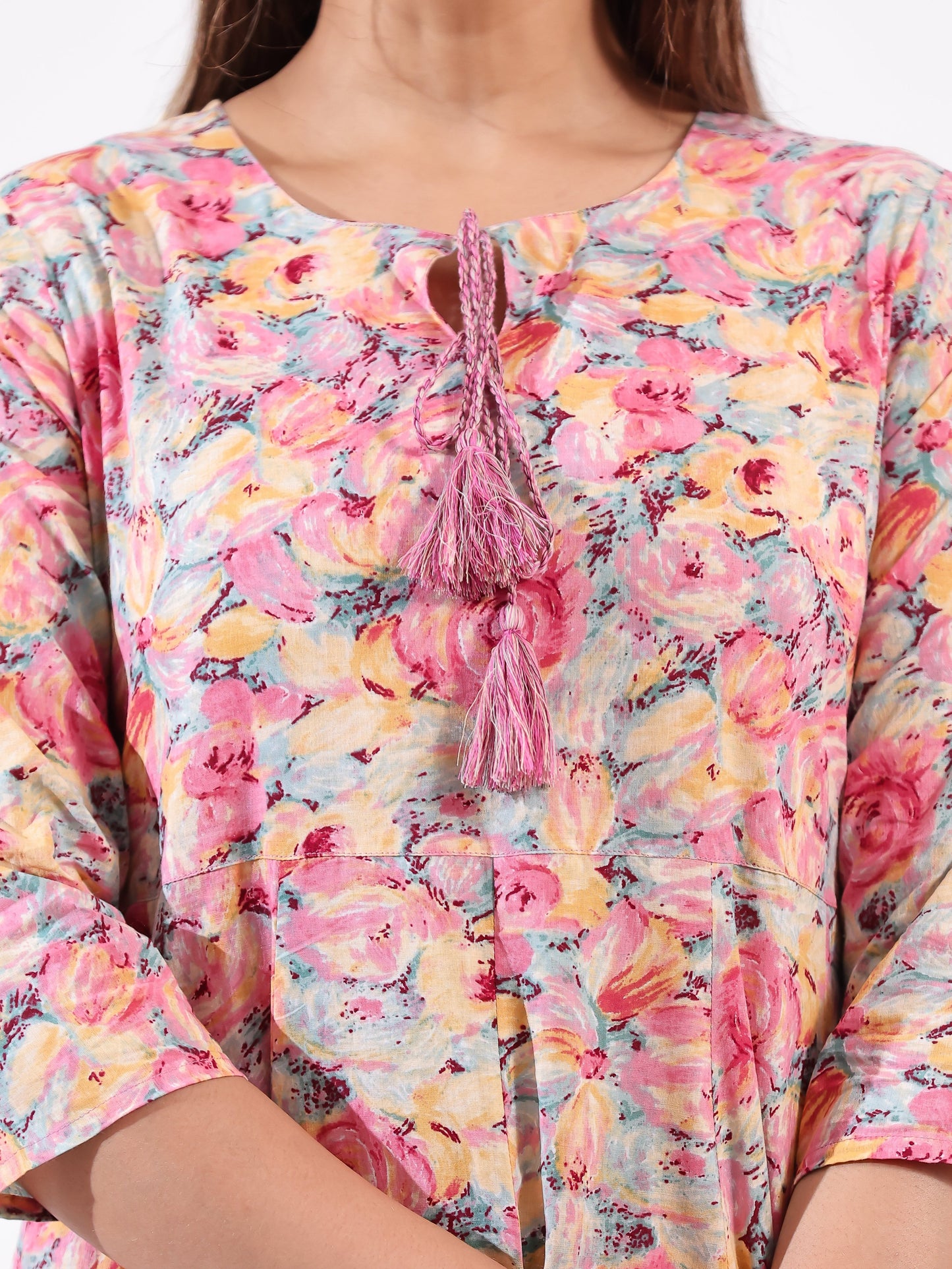 Soft Cotton Floral Flared Multicolor Kurta