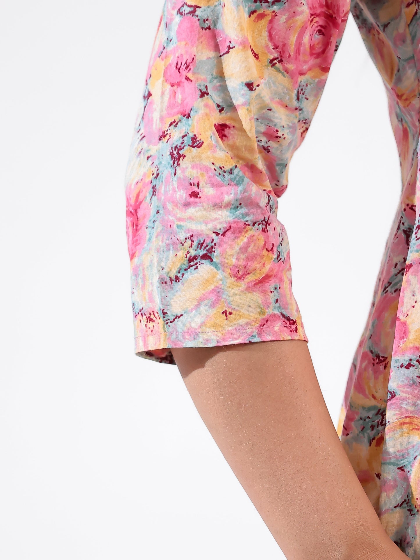 Soft Cotton Floral Flared Multicolor Kurta