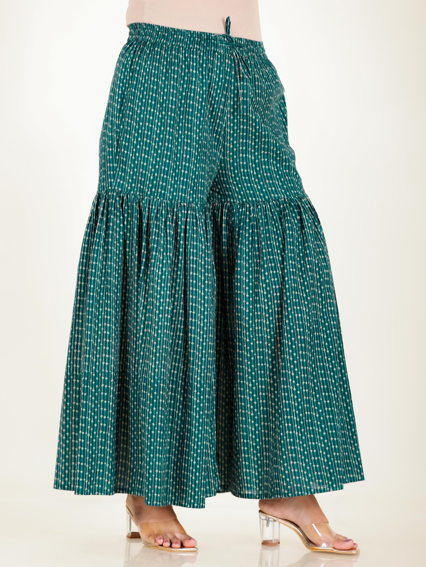 Soft Cotton Striped Teal Sharara