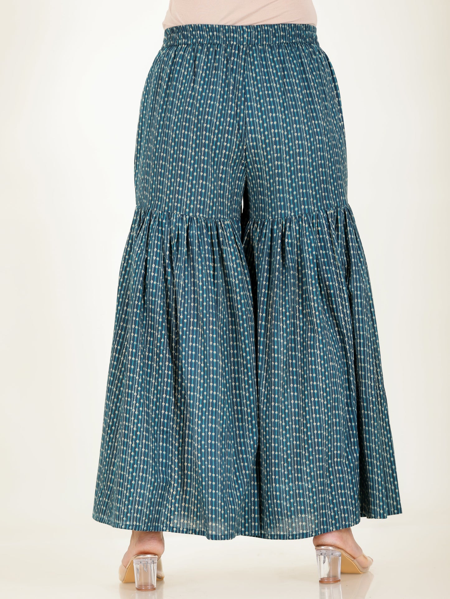 Soft Cotton Striped Teal Sharara