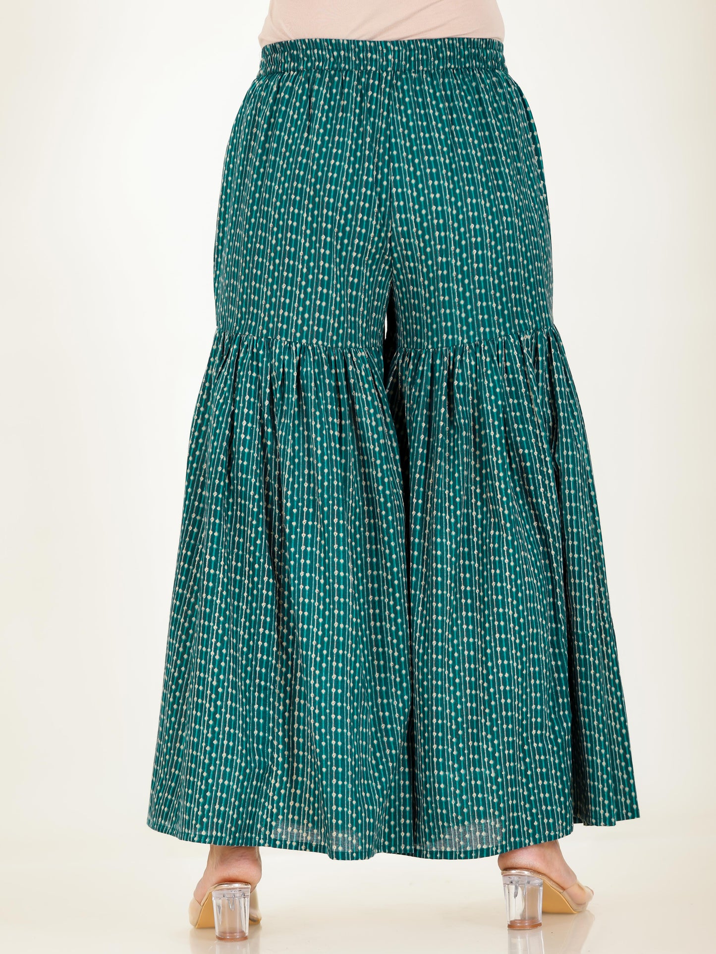 Soft Cotton Striped Teal Sharara