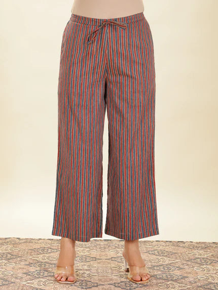 Soft Cotton Striped Red Palazzo