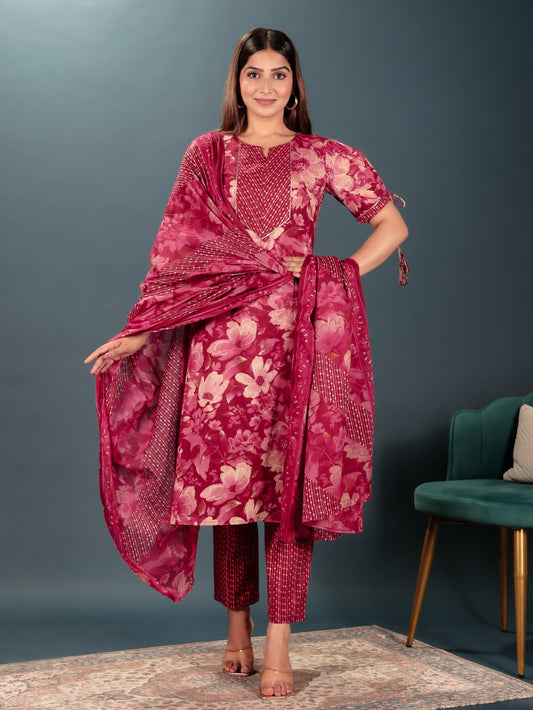 Cotton Voile Patchwork Pink Dupatta