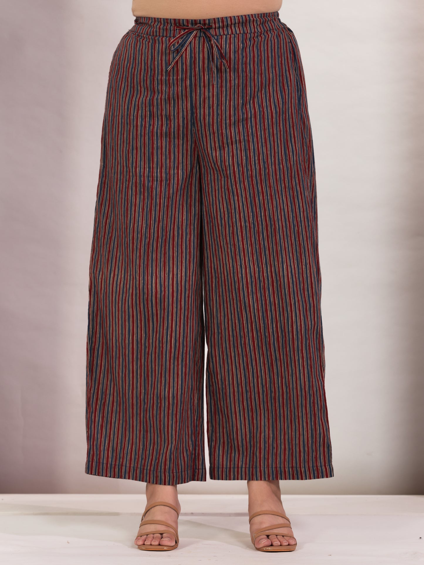 Soft Cotton Striped Blue Palazzo