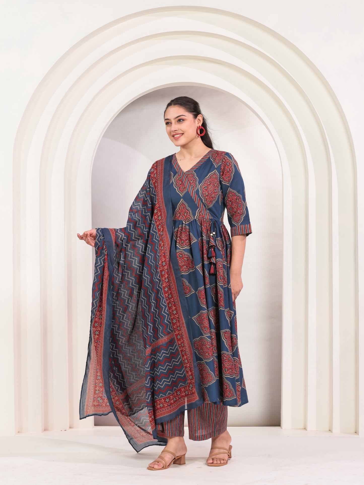 Cotton Voile Striped Maroon Dupatta
