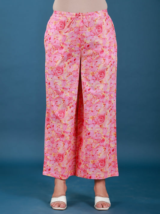 Soft Cotton Floral Pink Palazzo