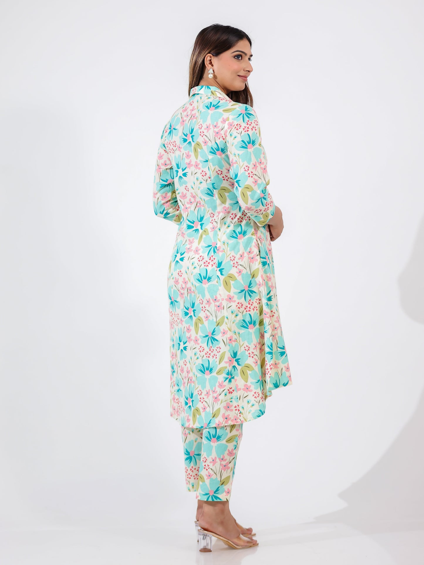 Linen Cotton Floral Kurta